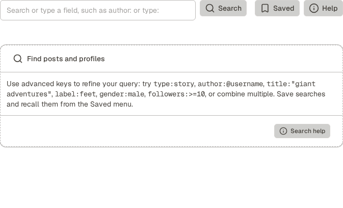 The search page with the query composer above the result filters and result list.